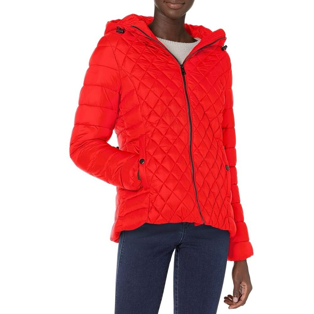 EUC Steve Madden Madden Girl Women's Red Packable Puffer Jacket. Size S.